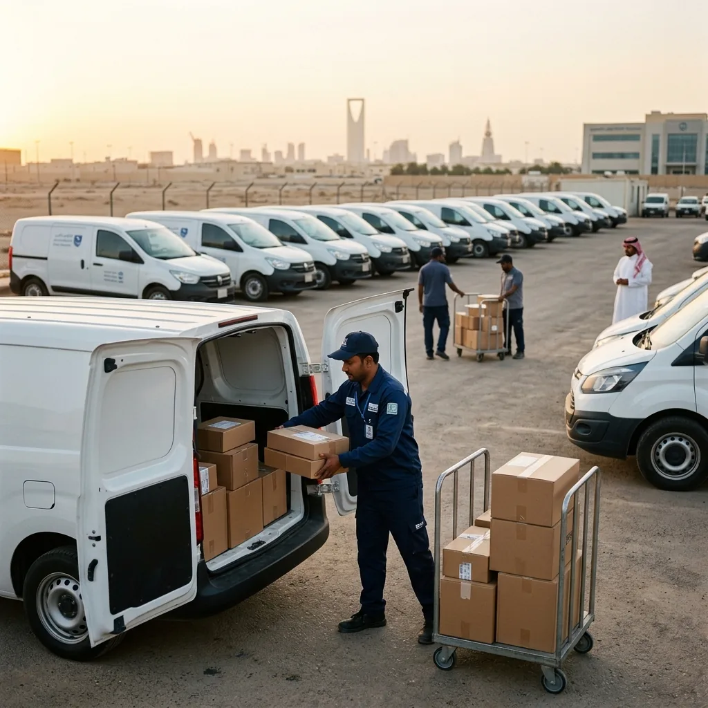 صورة توضيحية لمندوب توصيل ودراجة تحمل هوية AFMCO